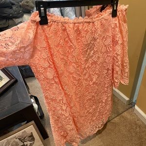fashion nova pink lace off shoulder dress